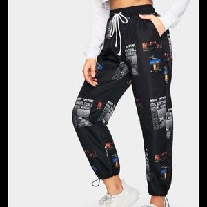 Letter Graphic Drawstring Pants